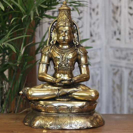 Brass Hanuman Meditative Posture