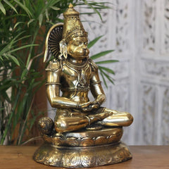 Brass Hanuman Meditative Posture