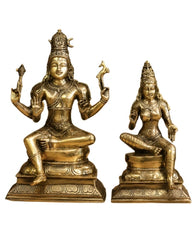 Brass Shiva Parvati Sitting Idol