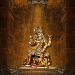 Brass Shiva on Lion Mat Large