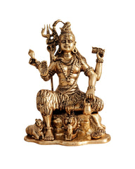 Brass Shiva on Lion Mat Large