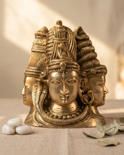 Brass Superfine 4 Face Shiva- Parvati Mukhlingam