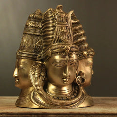 Brass Superfine 4 Face Shiva- Parvati Mukhlingam
