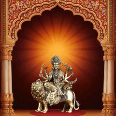 Brass Superfine Goddess Durga Ambe Mata Sitting on Lion