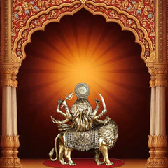 Brass Superfine Goddess Durga Ambe Mata Sitting on Lion