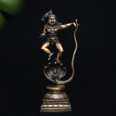 Brass Vintage Kaliya Krishna Sculpture