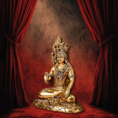 Brass shiva statue Meditating On Lion Mat