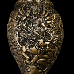 Brass Antique Shankh with Durga Carving