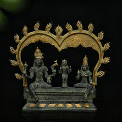 Brass Sculpture Somaskanda Shiva, Parvati & Kartikeya