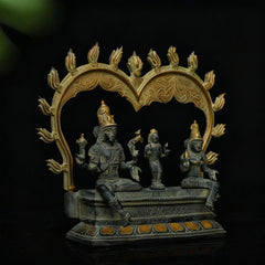 Brass Sculpture Somaskanda Shiva, Parvati & Kartikeya