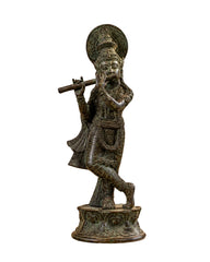 Bronze Krishna Statue – Antique Patina Indonesian Style
