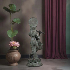 Bronze Krishna Statue – Antique Patina Indonesian Style
