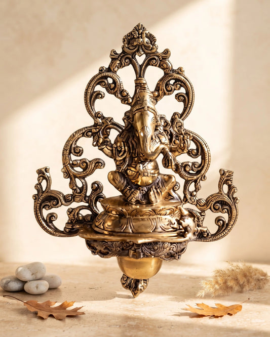Buy Brass Ganesha Wall Hanging Diya