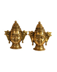 Buy Brass Shiva and Gauri Mukhlingam Wall Hanging Mask