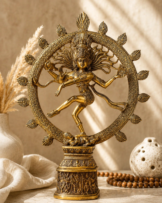 Dancing Lord Shiva Nataraja Brass Statue for Worship