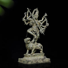 Devi Durga on Lion - Antique Bronze Statue