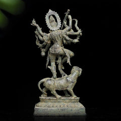 Devi Durga on Lion - Antique Bronze Statue