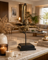 Flying Angel with Wooden Base - Bronze Sculpture