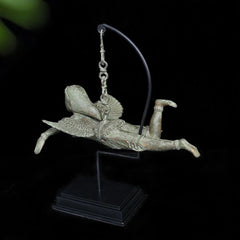 Flying Angel with Wooden Base / Bronze Sculpture