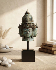 Four Faced Crown Buddha - Bronze Sculpture