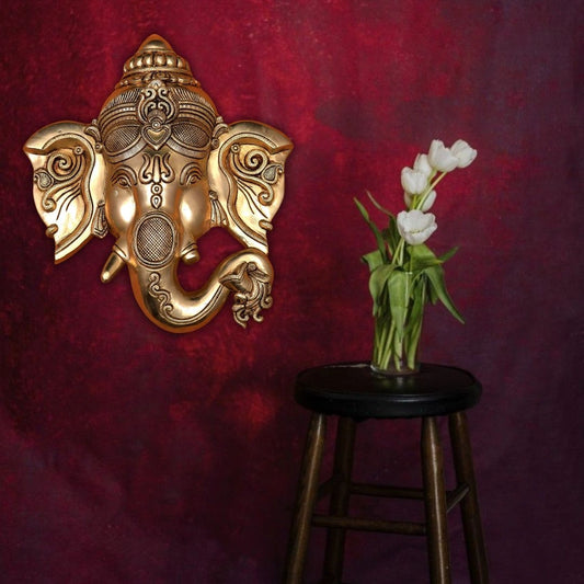 Ganesha Face Wall Hanging – Superfine Heavy Brass