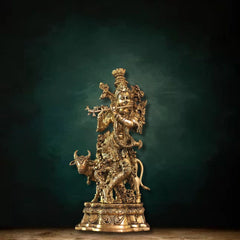 Brass Cow Krishna Handcrafted