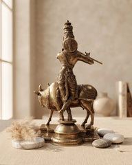 Idol of Brass krishna and Cow Statue