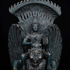 Indonesian Bronze Statue of Lord Vishnu on the Garuda
