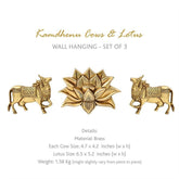 Kamdhenu Antique Cows & Lotus - Set of 3 (Brass Wall Hanging)