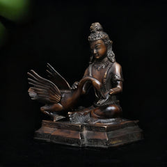 Lord Buddha with Swan Antique Brass Statue