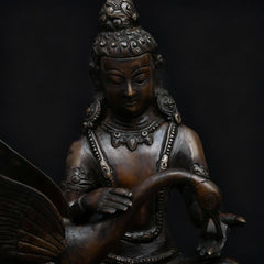 Lord Buddha with Swan Antique Brass Statue
