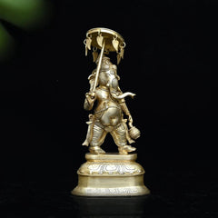 Lord Ganesha Idol with Umbrella Handcrafted Brass Statue