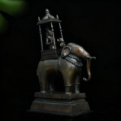Lord Indra on Airavat Antique Brass Sculpture