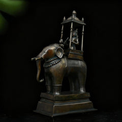 Lord Indra on Airavat Antique Brass Sculpture