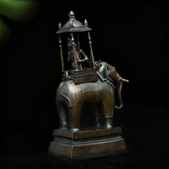 Lord Indra on Airavat Antique Brass Sculpture