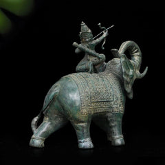 Lord Indra on Airavat - Antique Bronze Sculpture