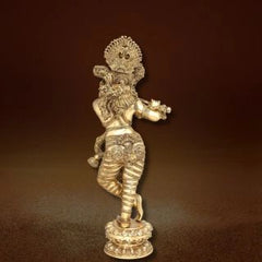 Lord Krishna Playing Flute Brass Statue