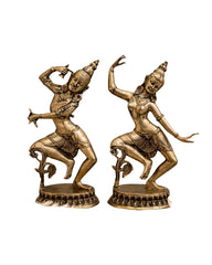 Shiv Parvati Idol | Lord Shiva & Goddess Parvati Pair | Dancing Form | Brass Finishing| Decor & Gifting