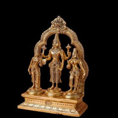 Lord Vishnu Brass murti With Bhudevi & Sridevi Same Base