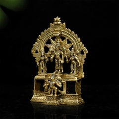 Lord Vishnu with Lakshmi and Bhudevi on Garuda Pedestal In Brass