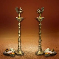 Brass Diya | Peacock Lamp | Five Bati Diya| Pooja & Inauguration Decor