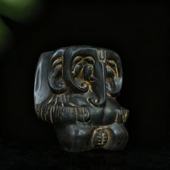 Panchmukhi Ganesha Pure Brass Rustic Vintage Abstract Sculpture