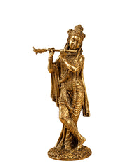 Pure Brass Krishna ji Murti With Bansi & Tribhanga Pose