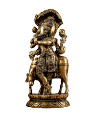 Pure Brass Lord Krishna with Cow under Kalpavriksha Tree