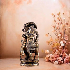 Pure Brass Lord Krishna with Cow under Kalpavriksha Tree