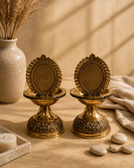 Superfine Brass Laxmi & Ganesh Deepam Pair| Pooja Oil Lamp