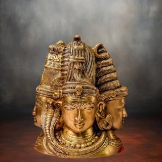 Three Face Shiva Idol Behind Parvati