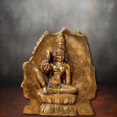 Three Face Shiva Idol Behind Parvati