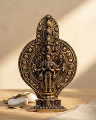 Tibetan Buddhist Deity Handcrafted Avalokiteshvara In Brass