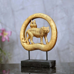 Tiger & Love Birds Handcrafted Sculpture